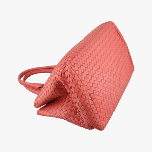 Pre-owned Bottega Veneta Intrecciato Coral red lambskin handbag | stylenewstar