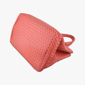 Pre-owned Bottega Veneta Intrecciato Coral red lambskin handbag | stylenewstar