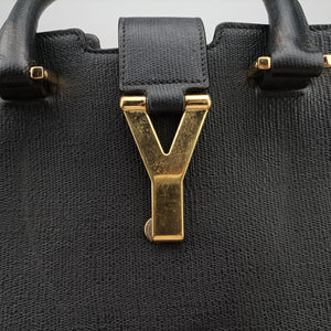 Pre-owned Yves Saint Laurent Y Ligne Petit Cabas Black Leather 370697 shoulderbag | stylenewstar
