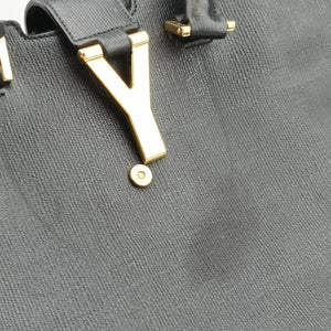 Pre-owned Yves Saint Laurent Y Ligne Petit Cabas Black Leather 370697 shoulderbag | stylenewstar