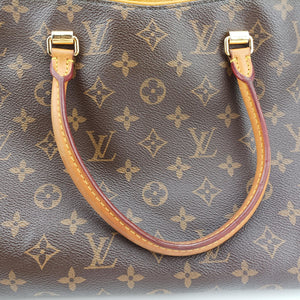 Pre-owned Louis Vuitton PALLAS brown×SAFRAN Monogram Canvas×calf leather M40929 shoulderbag | stylenewstar