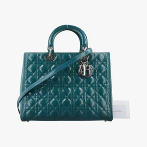Pre-owned Christian Dior Lady Dior Blue Patent Leather shoulderbag | stylenewstar