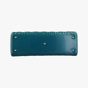 Pre-owned Christian Dior Lady Dior Blue Patent Leather shoulderbag | stylenewstar