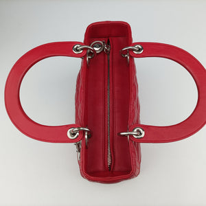 Pre-owned Christian Dior Lady Dior Red lambskin shoulderbag | stylenewstar