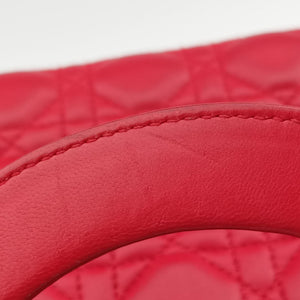Pre-owned Christian Dior Lady Dior Red lambskin shoulderbag | stylenewstar