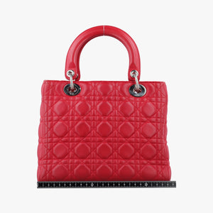 Pre-owned Christian Dior Lady Dior Red lambskin shoulderbag | stylenewstar