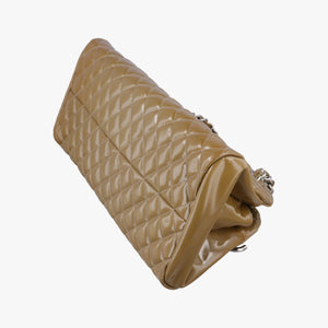Pre-owned Chanel Mademoiselle Bowling Light Brown Patent A50557 shoulderbag | stylenewstar