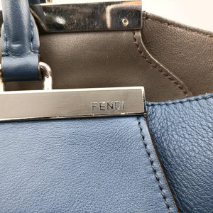 Pre-owned Fendi Trois Jours Navy Leather 8BH279 shoulderbag | stylenewstar