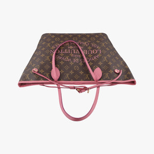 Pre-owned Louis Vuitton NEVERFULL MM Brown × Rose Velours Monogram Ikat Flower M40939 shoulderbag | stylenewstar