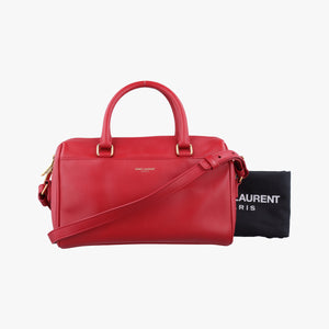 Pre-owned Yves Saint Laurent CLASSIC BABY DUFFLE Red Leather 330958 shoulderbag | stylenewstar