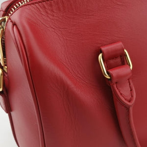 Pre-owned Yves Saint Laurent CLASSIC BABY DUFFLE Red Leather 330958 shoulderbag | stylenewstar
