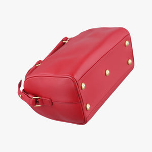 Pre-owned Yves Saint Laurent CLASSIC BABY DUFFLE Red Leather 330958 shoulderbag | stylenewstar