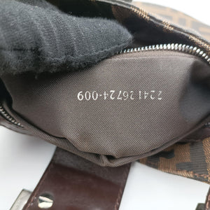 Pre-owned Fendi croissants Brown canvas× leather 26724 shoulderbag | stylenewstar