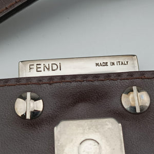 Pre-owned Fendi croissants Brown canvas× leather 26724 shoulderbag | stylenewstar