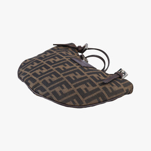 Pre-owned Fendi croissants Brown canvas× leather 26724 shoulderbag | stylenewstar