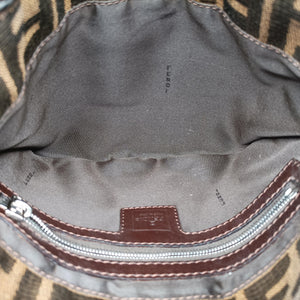 Pre-owned Fendi croissants Brown canvas× leather 26724 shoulderbag | stylenewstar