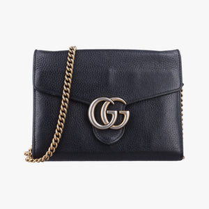 Pre-owned Gucci GG Marmont Black Leather 401232 shoulderbag | stylenewstar