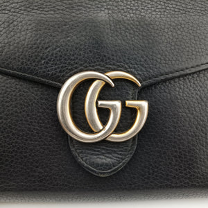 Pre-owned Gucci GG Marmont Black Leather 401232 shoulderbag | stylenewstar