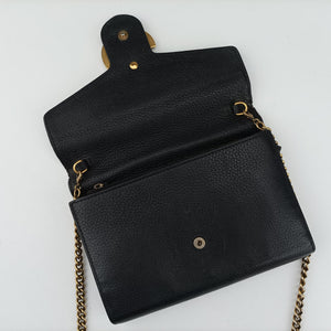 Pre-owned Gucci GG Marmont Black Leather 401232 shoulderbag | stylenewstar