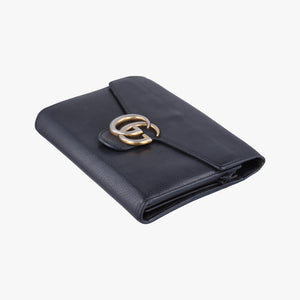 Pre-owned Gucci GG Marmont Black Leather 401232 shoulderbag | stylenewstar