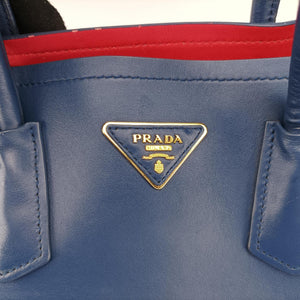 Pre-owned Prada Double Cuir Blue SAFFIANO Leather B2756T handbag | stylenewstar