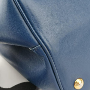 Pre-owned Prada Double Cuir Blue SAFFIANO Leather B2756T handbag | stylenewstar