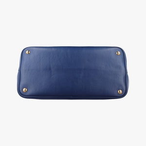 Pre-owned Prada Double Cuir Blue SAFFIANO Leather B2756T handbag | stylenewstar