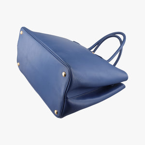 Pre-owned Prada Double Cuir Blue SAFFIANO Leather B2756T handbag | stylenewstar