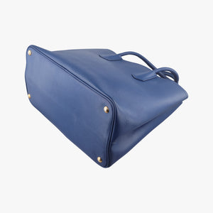 Pre-owned Prada Double Cuir Blue SAFFIANO Leather B2756T handbag | stylenewstar