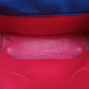 Pre-owned Prada Double Cuir Blue SAFFIANO Leather B2756T handbag | stylenewstar
