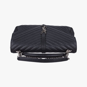 Pre-owned Yves Saint Laurent COLLEGE Black Leather 487212 shoulderbag | stylenewstar