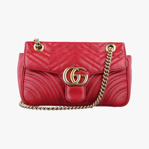 Pre-owned Gucci GG Marmont Red Leather 443497 shoulderbag | stylenewstar