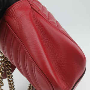 Pre-owned Gucci GG Marmont Red Leather 443497 shoulderbag | stylenewstar
