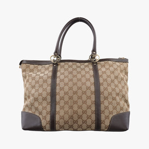 Pre-owned Gucci Lovely Brown GG canvas×leatherGG 257068 handbag | stylenewstar