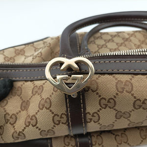 Pre-owned Gucci Lovely Brown GG canvas×leatherGG 257068 handbag | stylenewstar