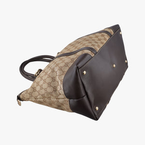 Pre-owned Gucci Lovely Brown GG canvas×leatherGG 257068 handbag | stylenewstar