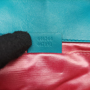 Pre-owned Gucci GG Marmont Blue velour 446744 shoulderbag | stylenewstar