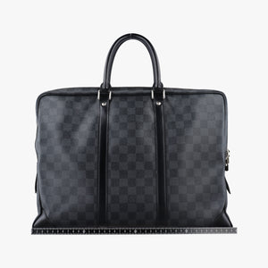 Pre-owned Louis Vuitton Porte Documents Voyage Noir Damier Graphite N41125 handbag | stylenewstar