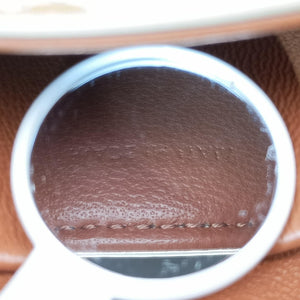 Pre-owned Celine Claude Triomphe white x brown PVC coated canvas x Leather shoulderbag | stylenewstar
