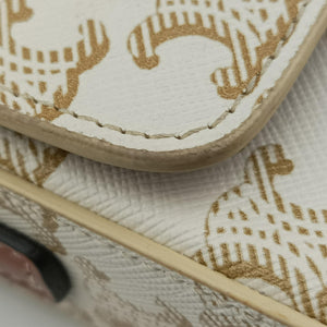 Pre-owned Celine Claude Triomphe white x brown PVC coated canvas x Leather shoulderbag | stylenewstar