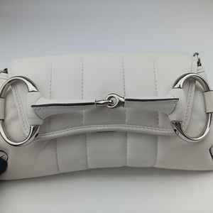 Pre-owned Gucci Horsebit White Leather 764339 shoulderbag | stylenewstar