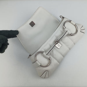 Pre-owned Gucci Horsebit White Leather 764339 shoulderbag | stylenewstar