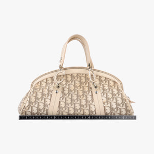 Pre-owned Christian Dior Trotter Flower Line Ivory×Beige×Multicolor Canvas × Leather handbag | stylenewstar
