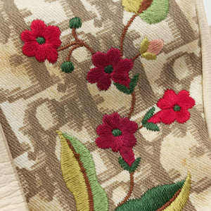 Pre-owned Christian Dior Trotter Flower Line Ivory×Beige×Multicolor Canvas × Leather handbag | stylenewstar