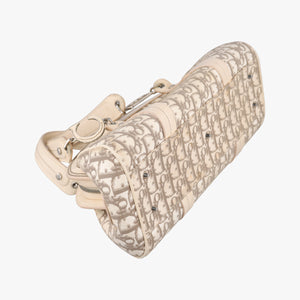 Pre-owned Christian Dior Trotter Flower Line Ivory×Beige×Multicolor Canvas × Leather handbag | stylenewstar