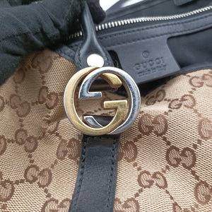 Pre-owned Gucci GG Canvas GG Twins Beige × Black Canvas×Leather 232957 handbag | stylenewstar