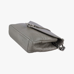 Pre-owned Yves Saint Laurent COLLEGE Grey Leather 428101 shoulderbag | stylenewstar