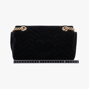 Pre-owned Gucci GG Marmont Black velour 443497 shoulderbag | stylenewstar