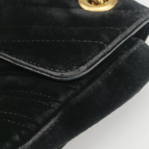 Pre-owned Gucci GG Marmont Black velour 443497 shoulderbag | stylenewstar