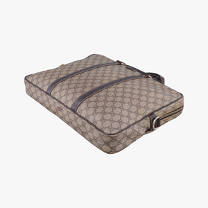 Secondhand Gucci GG plus GG Supreme Briefcase Brown PVC coated canvasxLeather 201480 handbag | stylenewstar